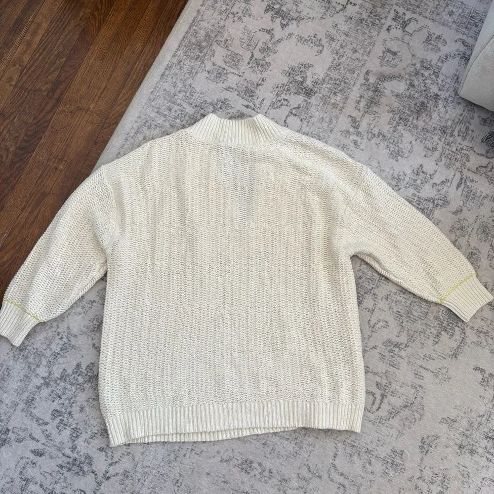 Cabi Alabaster Croquet Pullover Sweater Size Large Coastal Boho Beach #6233